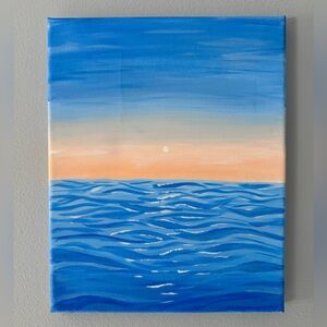 8x10in Hand-painted Sunset Ocean Canvas Painting